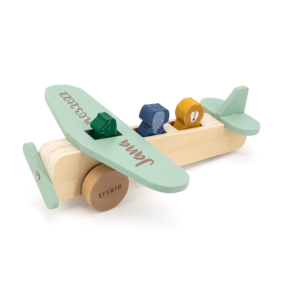 Houten vliegtuig met dieren – personaliseerbaar | Trixie