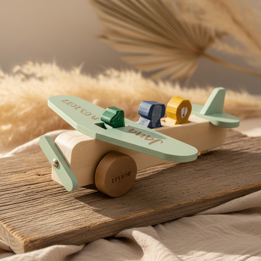 Trixie Holz-Flugzeug mit Tieren – personalisierbar