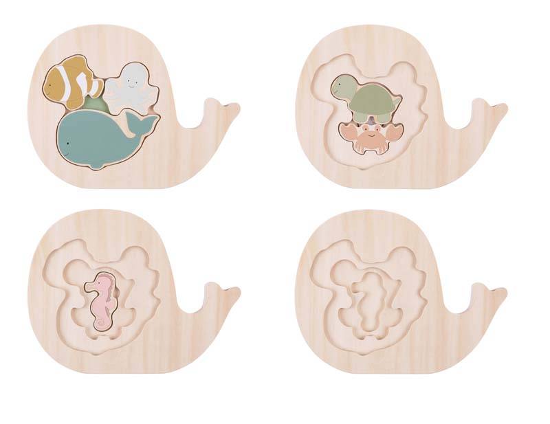 JaBaDaBaDo Korallen-Puzzle aus Holz mit sechs Meerestieren