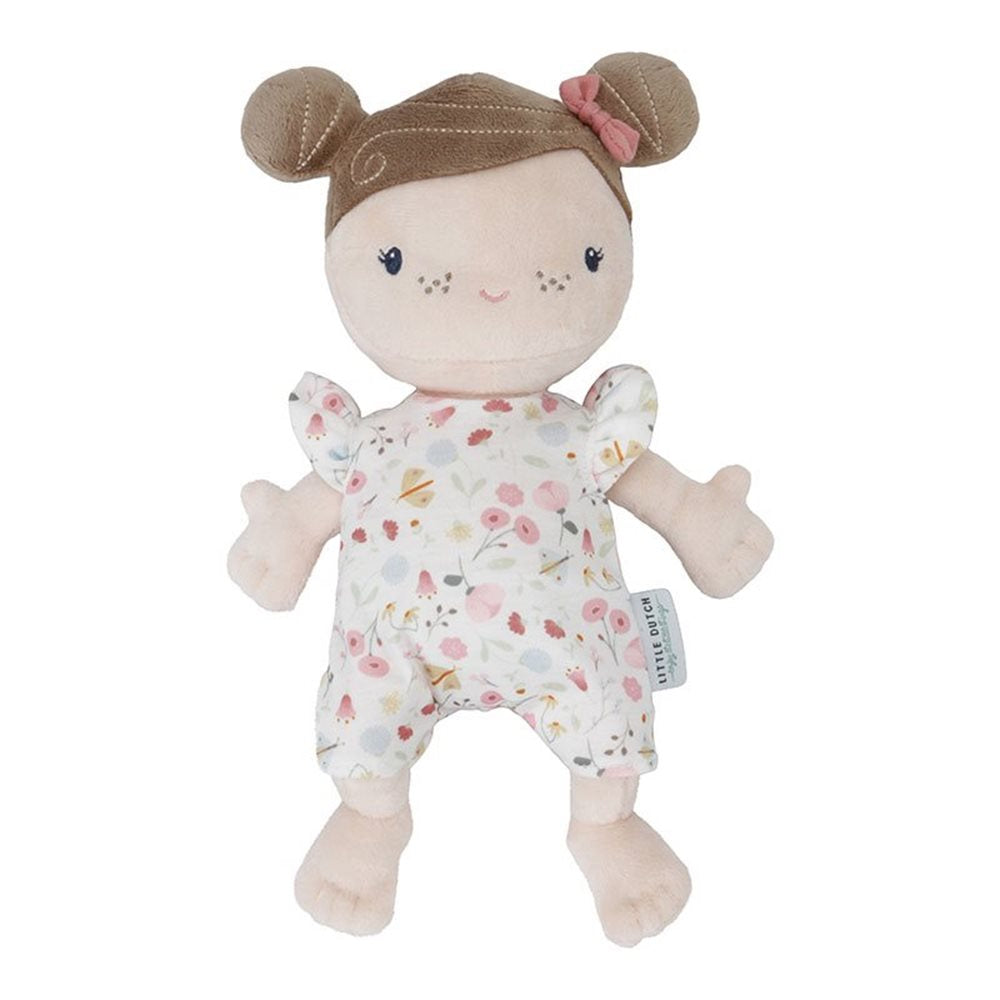 Kuschelpuppe Rosa für Mädchen im Flowers-and-Butterflies-Design. Weiche Stoffpuppe als liebevolles Geschenk zur Geburt, Taufe, Babyshower oder zum Geburtstag. Hochwertiger Begleiter zum Kuscheln, Spielen und Trösten sowie eine wunderschöne Erinnerung an die Kindheit.