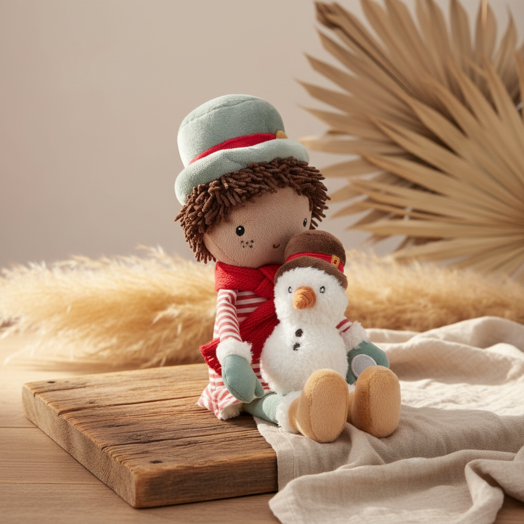 Kuschelpuppe Jake Weihnachten 35 cm mit Schneemann