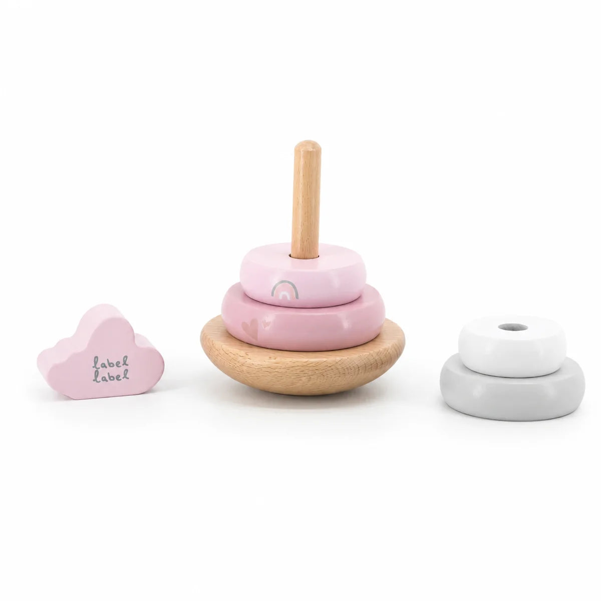Tour de Pyramide en bois personnalisée Rose de Label Label - Cadeau de naissance