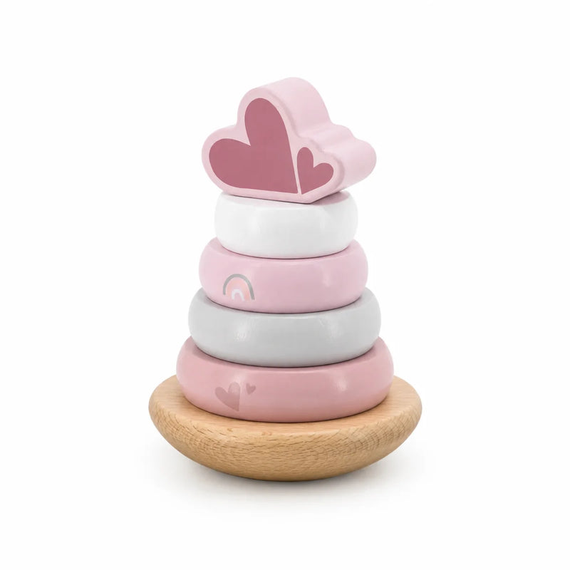 Tour de Pyramide en bois personnalisée Rose de Label Label - Cadeau de naissance