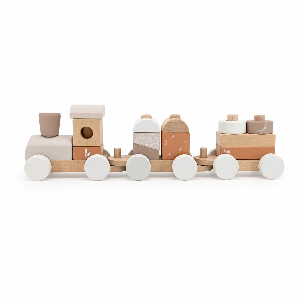 Gepersonaliseerde houten trein voor de geboorte met naam & geboortegegevens – Nougat