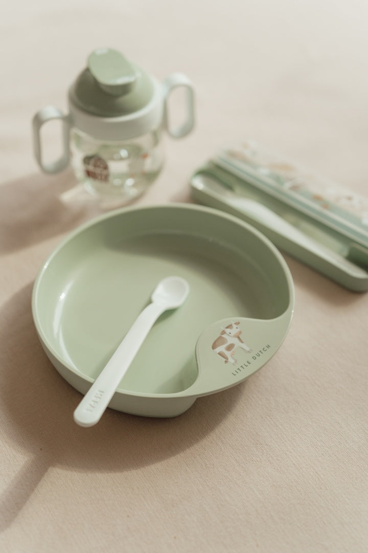 Mepal Mio Lernteller Little Farm – Detailansicht des grünen Lerntellers
