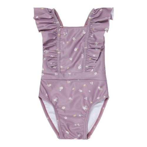 Little Dutch Badeanzug Mauve Blossom mit Volants in Größe 62/68