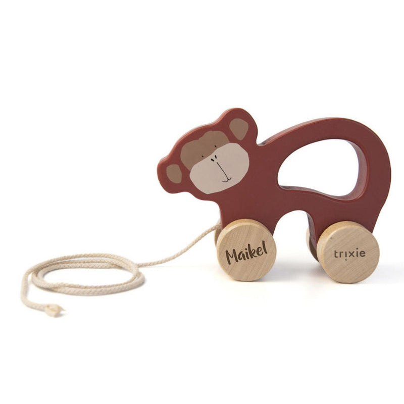 Trixie Nachziehtier Mr. Monkey aus Holz mit Baumwollschnur, personalisierbar
