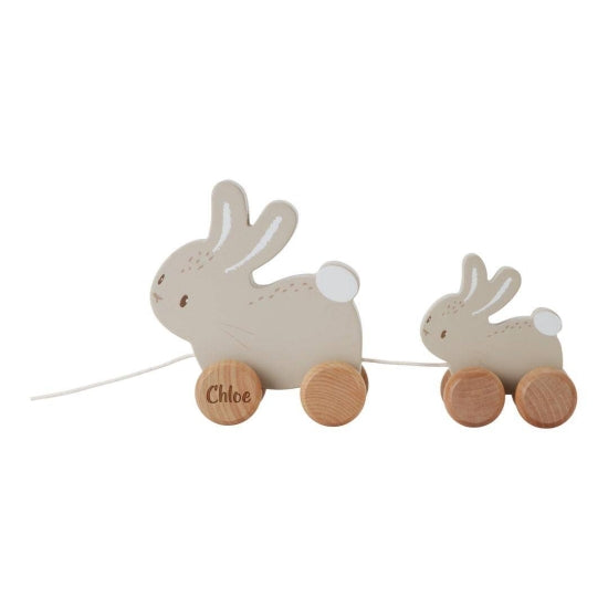Personalisierbares Nachziehtiere Baby Bunny aus Holz