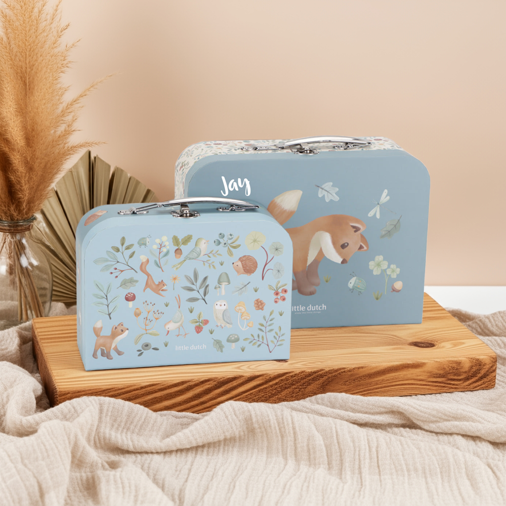 Personalisierter Kinderkoffer mit Waldtiermotiv zur Aufbewahrung von Erinnerungen