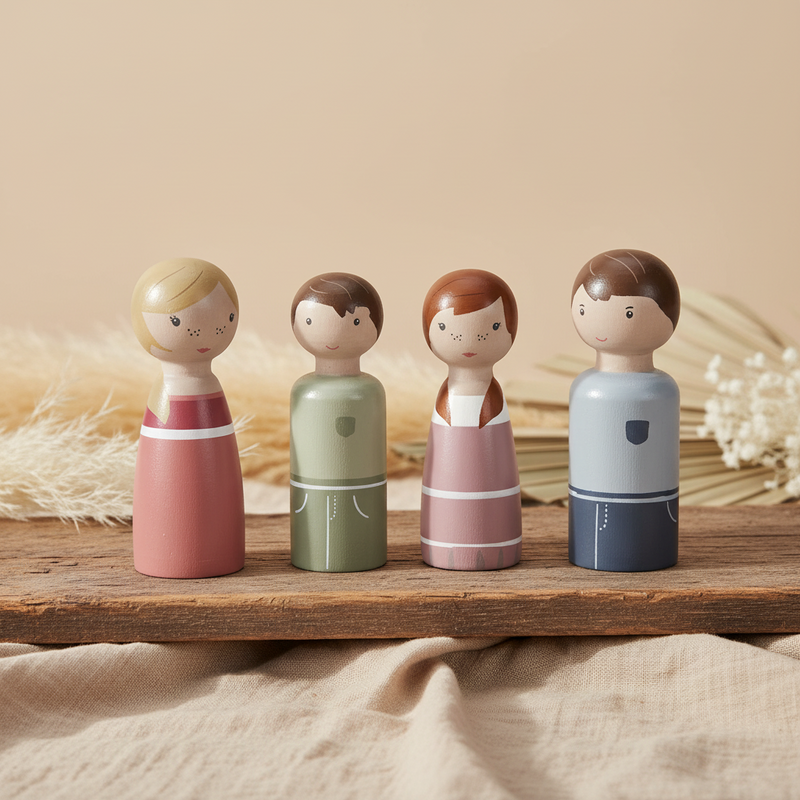 Little Dutch Familie Rosa mit vier Holzfiguren fürs Puppenhaus