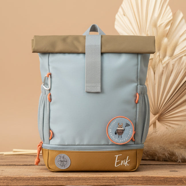 Lässig Mini Rolltop Rucksack Nature Hellblau mit 9 bis 11 Liter Volumen
