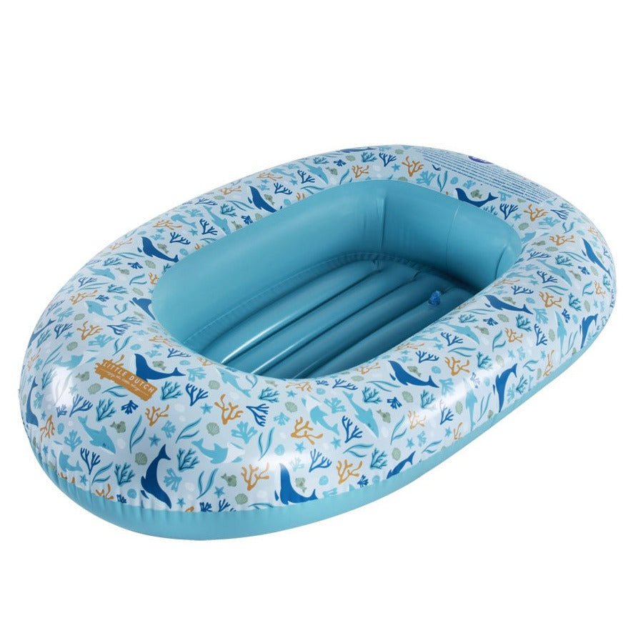 Little Dutch Schlauchboot Ocean Dreams Blue – blaues aufblasbares Kinderboot für Pool und flaches Wasser