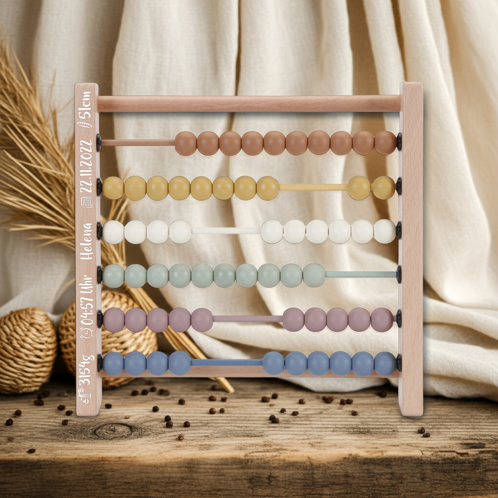 Vintage houten telraam – personaliseerbaar, vanaf 12 maanden