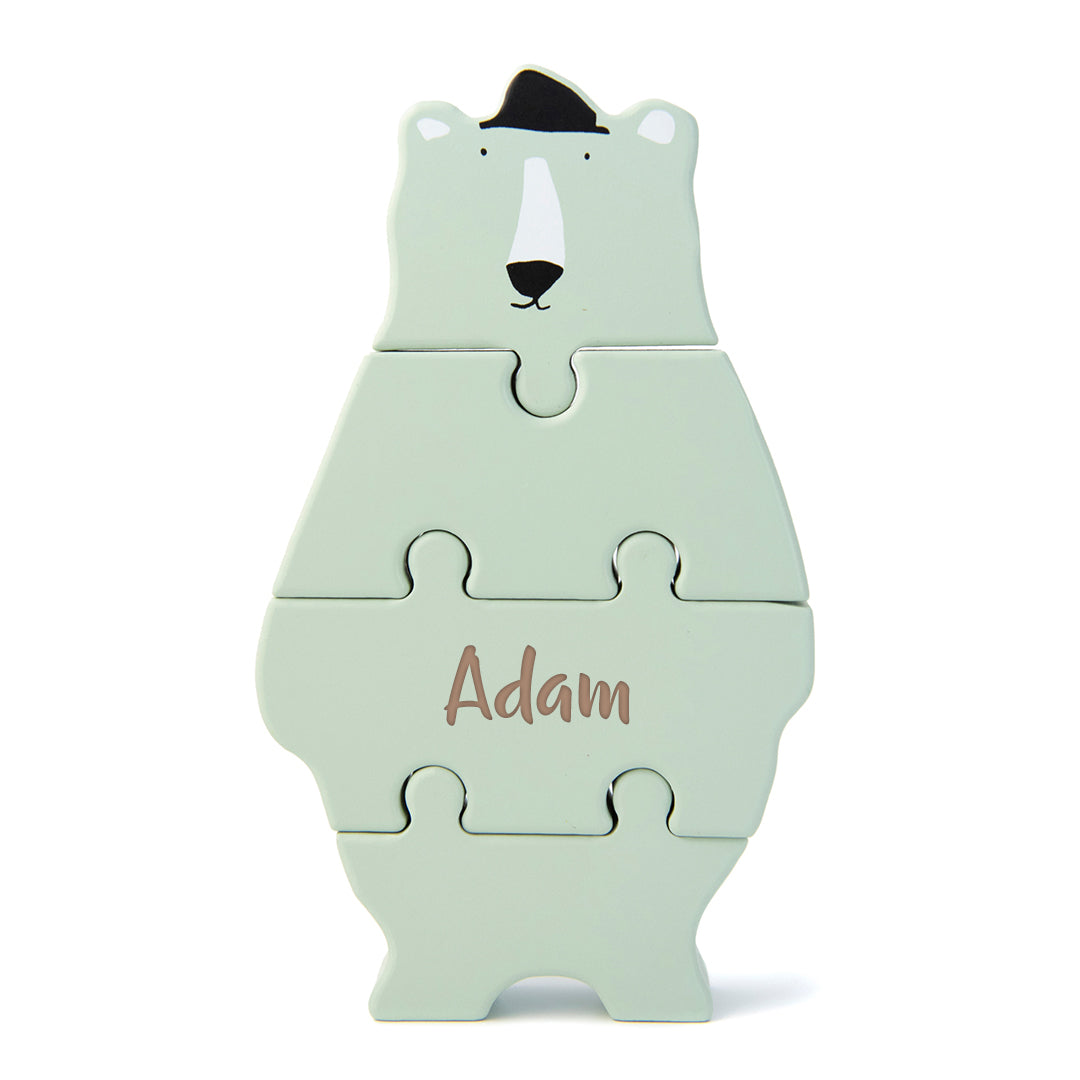 Trixie Puzzle-Figur Herr Eisbär aus Holz personalisierbar mit Gravur – nachhaltiges Tierpuzzle aus FSC-zertifiziertem MDF