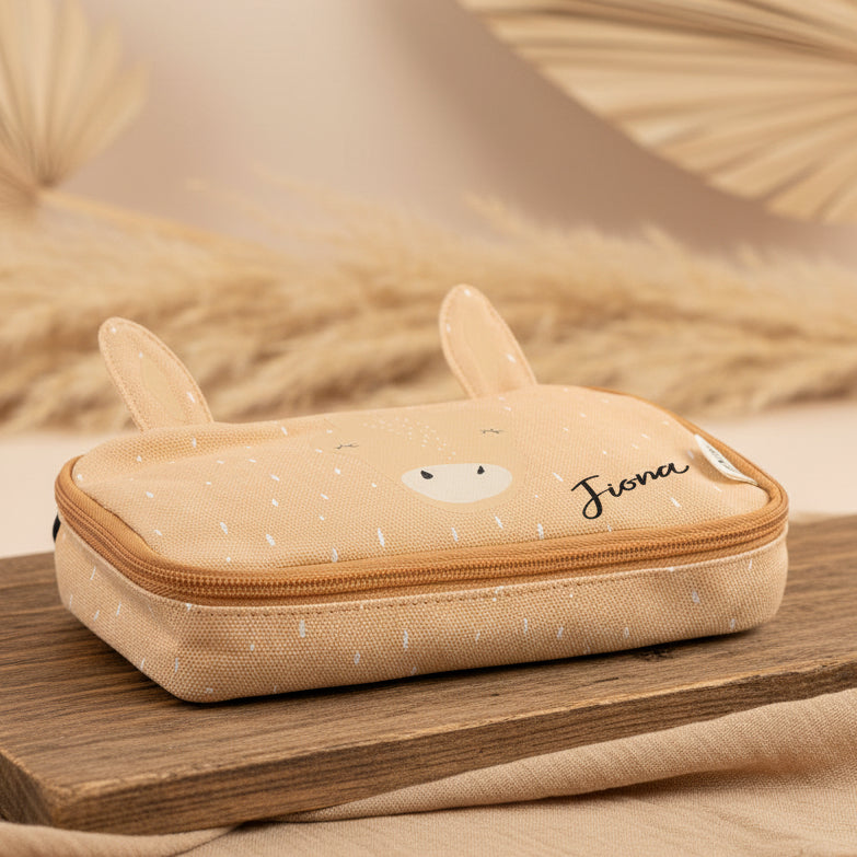 Trixie Federmäppchen Frau Giraffe in Orange personalisierbar