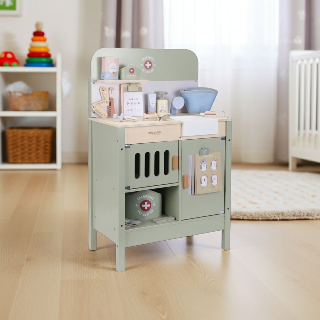 Holz-Tierarztpraxis für Kinder mit Zubehör – Little Dutch