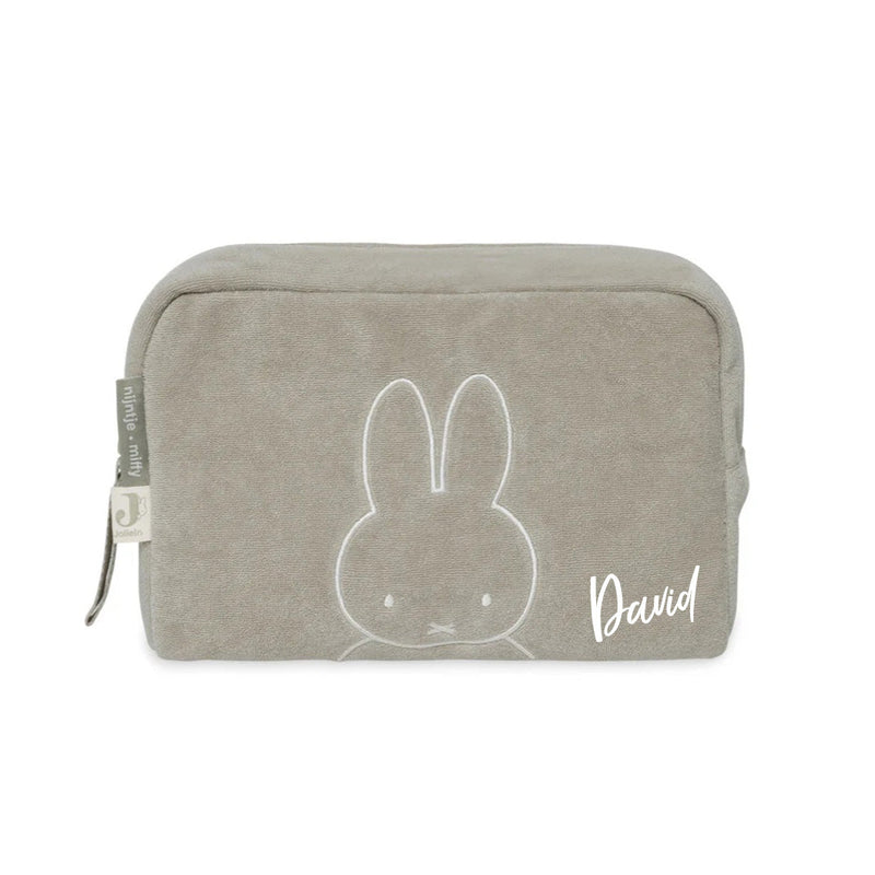 Jollein Miffy Kosmetiktasche Frottee Olive Green – personalisierbar