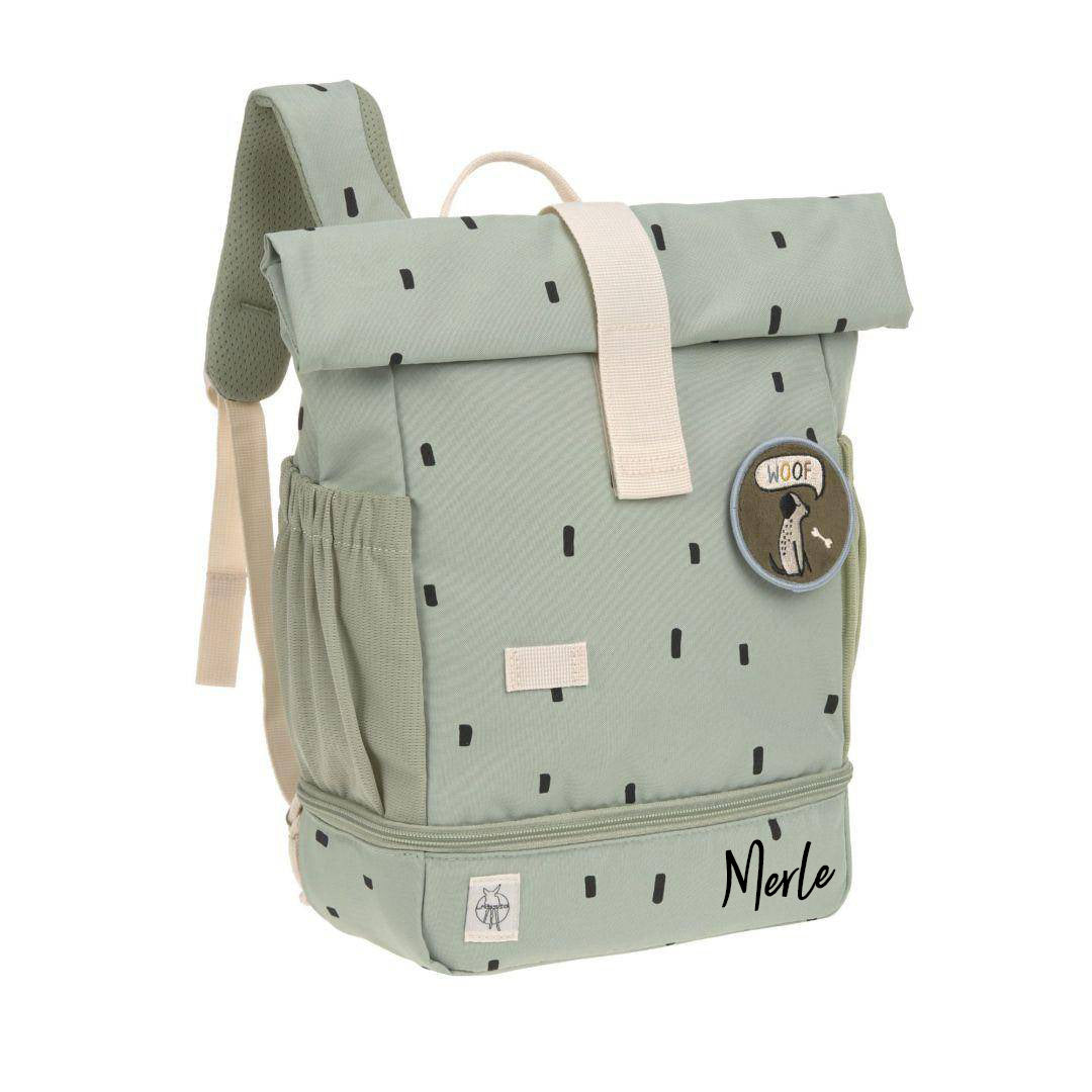 Lässig Mini Rolltop Rucksack Happy Prints Light Olive mit 9 bis 11 Liter Volumen