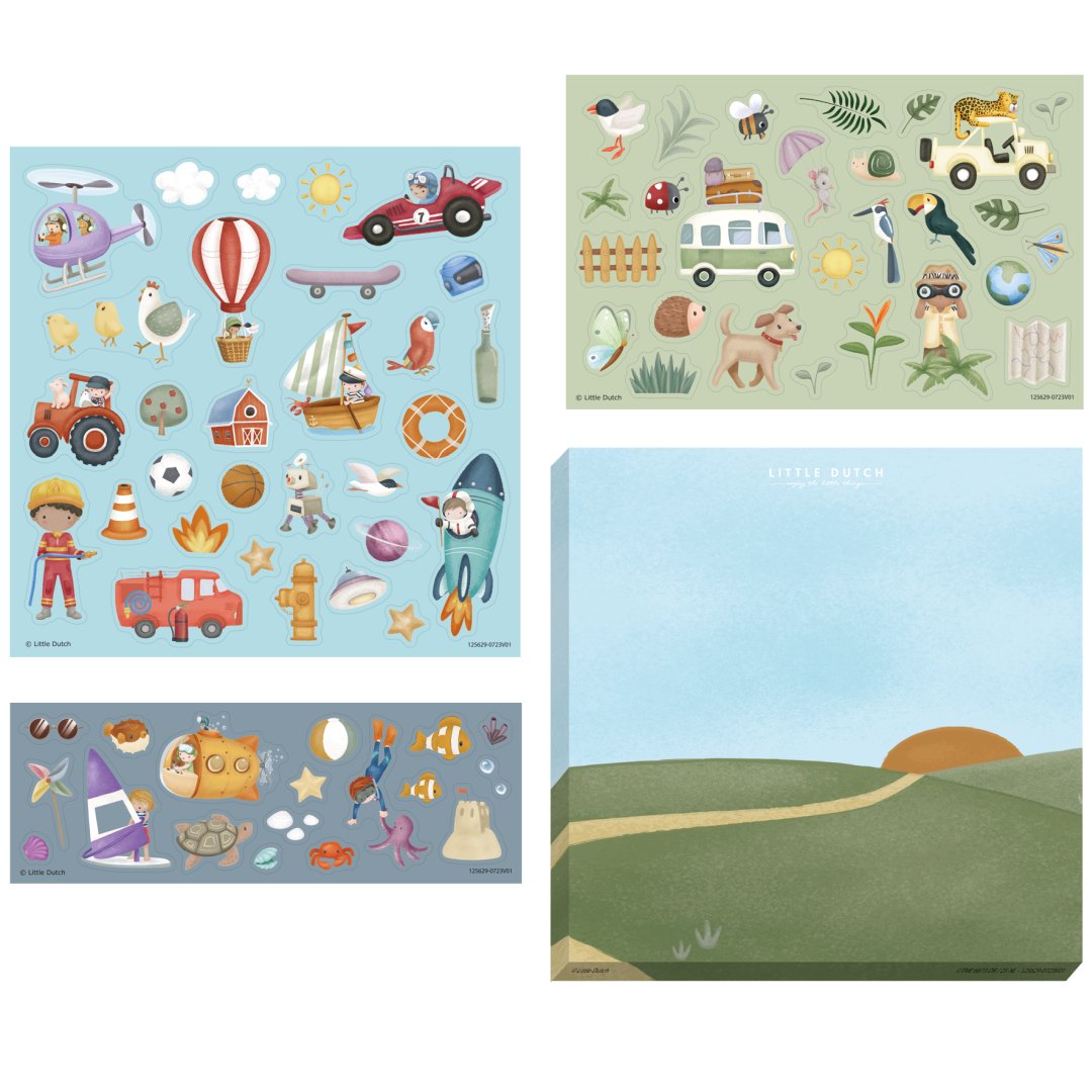 Little Dutch Sticker-Set Jim & Friends mit drei Bögen zum Basteln und Dekorieren