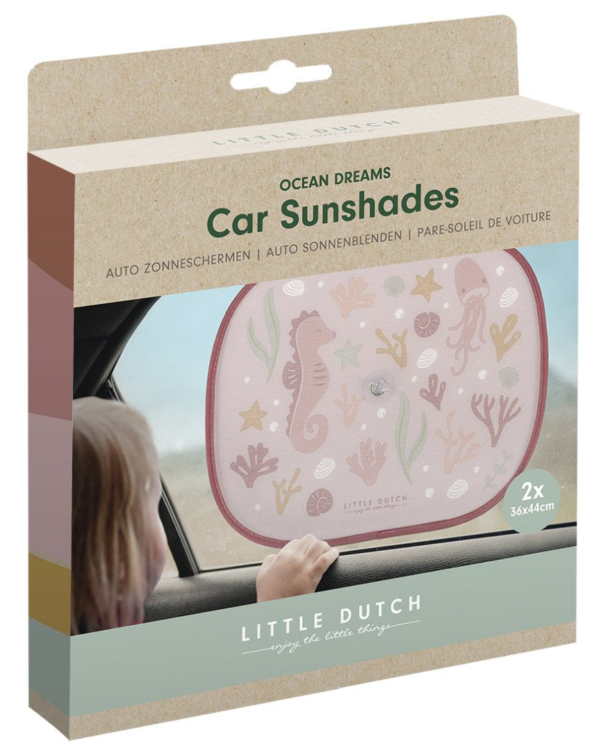 Zwei Sonnenblenden für Kinder im Auto mit Saugnapf-Befestigung