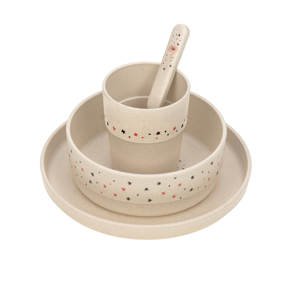 Lässig Little Water Swan Kindergeschirr mit Teller, Schale, Becher und Löffel