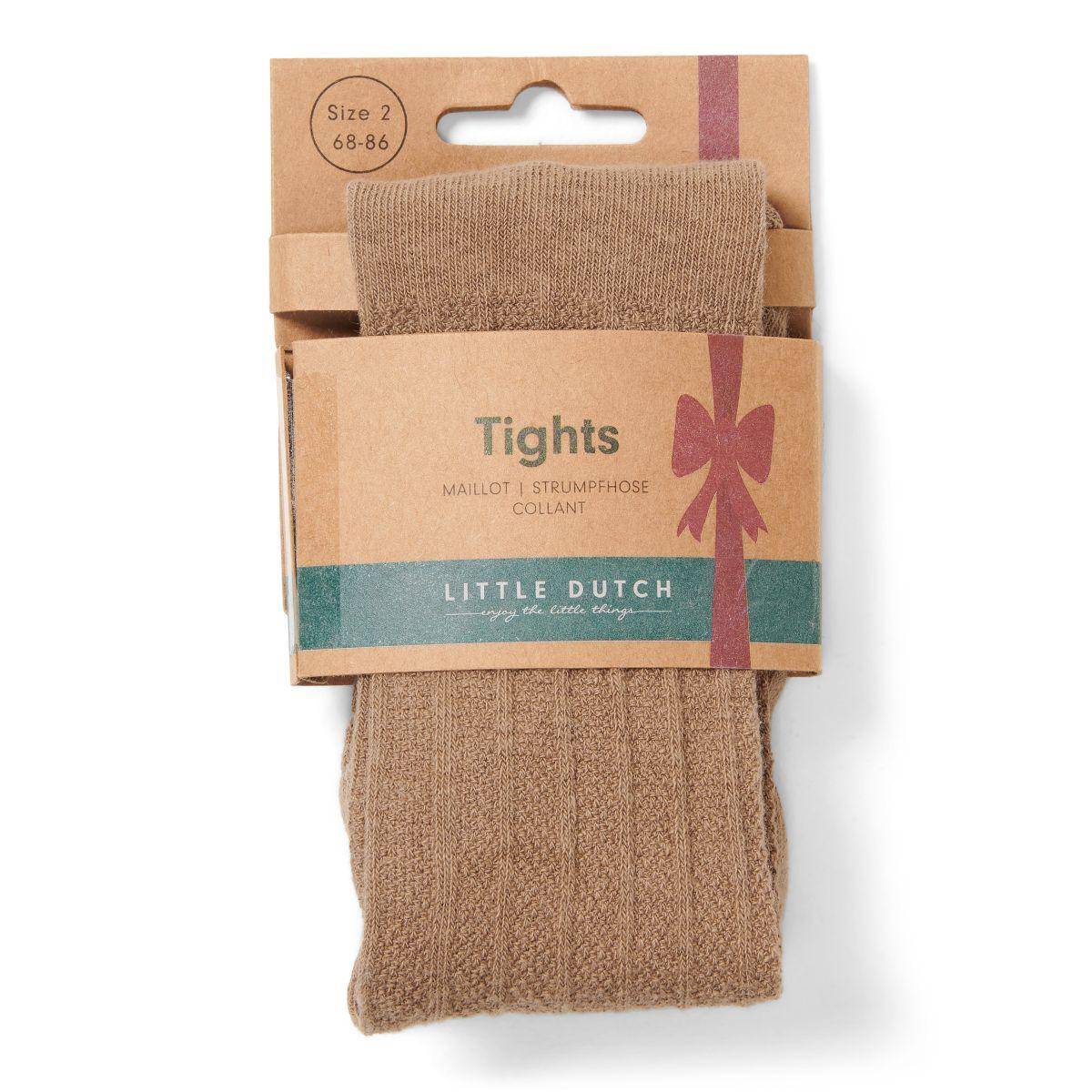 Little Dutch braune Strick-Strumpfhose aus Bio-Baumwollmix