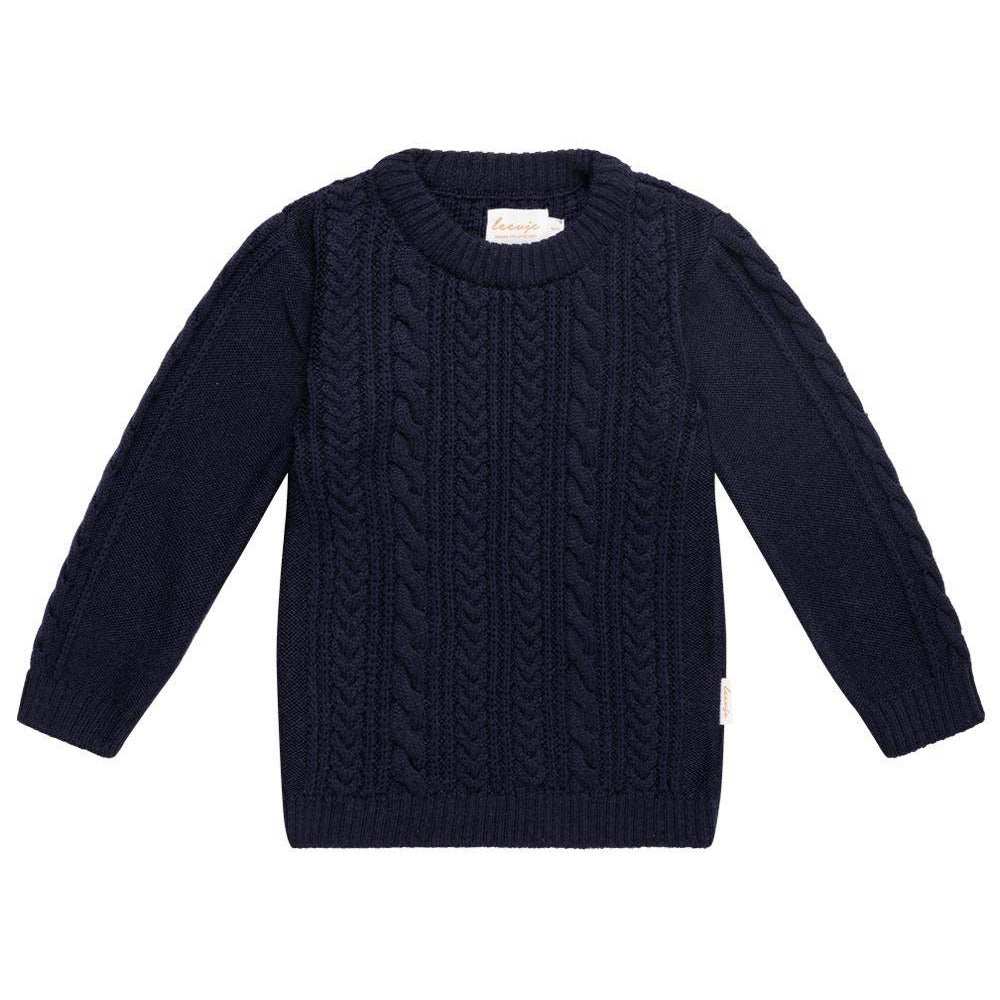leevje Strickpullover Navy Blau aus Merinowolle Größe 62/68