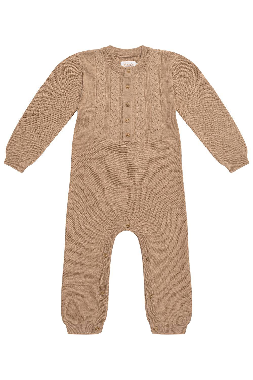 leevje Strick-Onesie Coffee Beige aus Merinowolle Größe 86/92