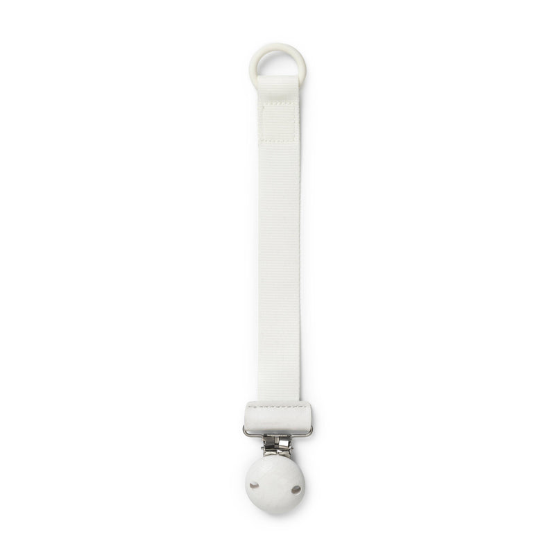 Elodie Schnullerkette Vanilla White mit Holzdetail und Silikonring