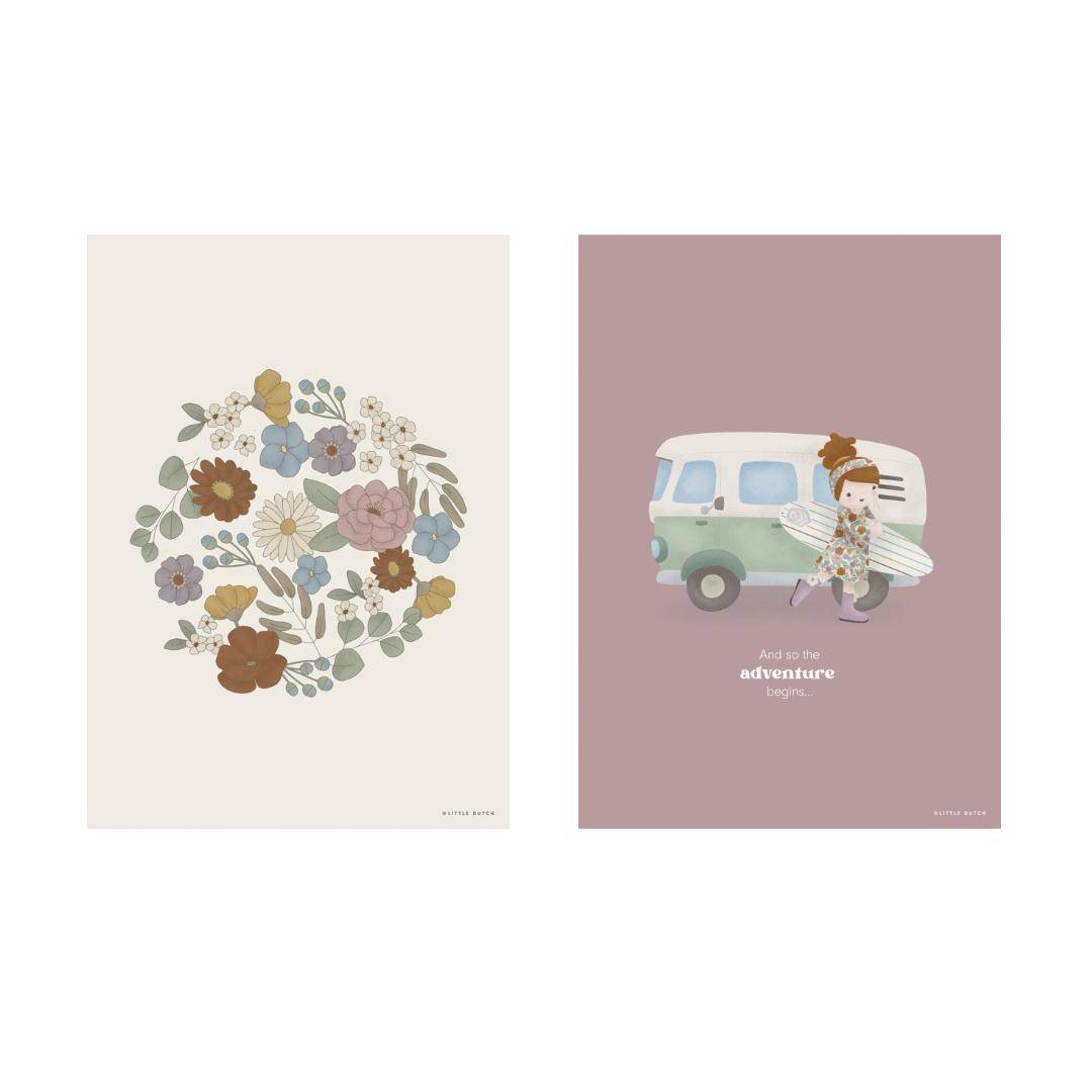 Poster A3 Vintage Little Flowers "beidseitig bedruckt" | Little Dutch