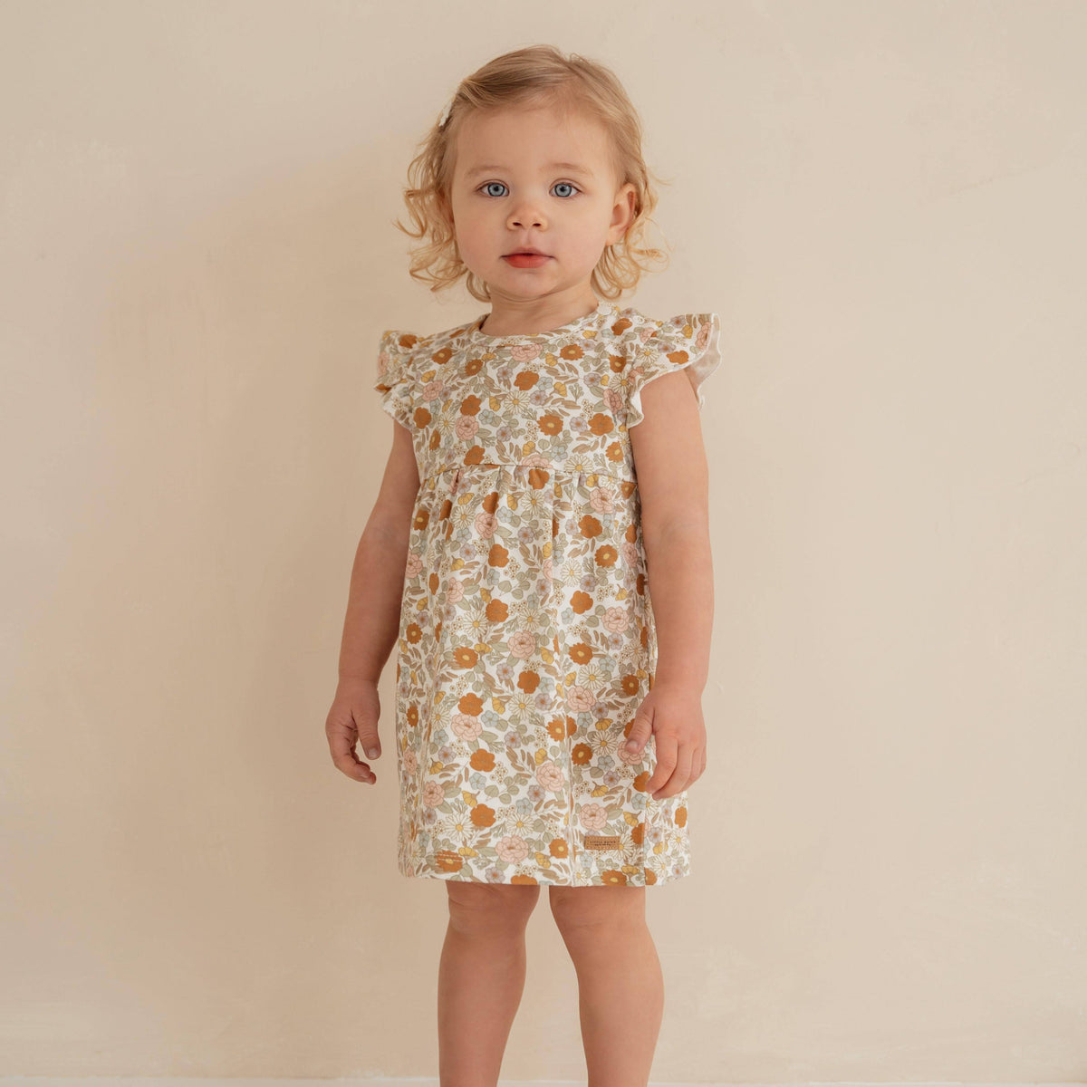 Ärmelloses Little Dutch Kleid Vintage Little Flowers mit Rüschen – Vorderansicht
