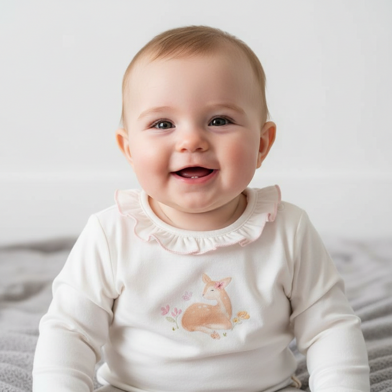 Little Dutch Langarmshirt Off White mit Fairy-Garden-Motiv aus Bio-Baumwolle