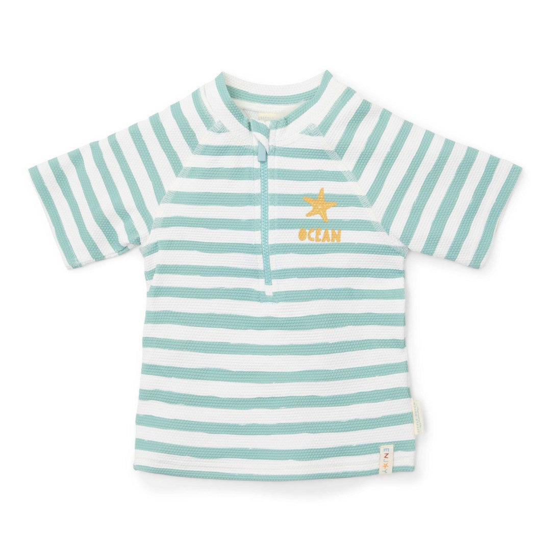Zwemshirt met korte mouwen Stripes Surf Blue | Little Dutch