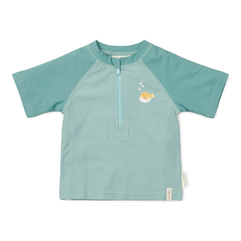 Short Sleeve Swim Shirt Seashells Surf Blue | Little Dutch