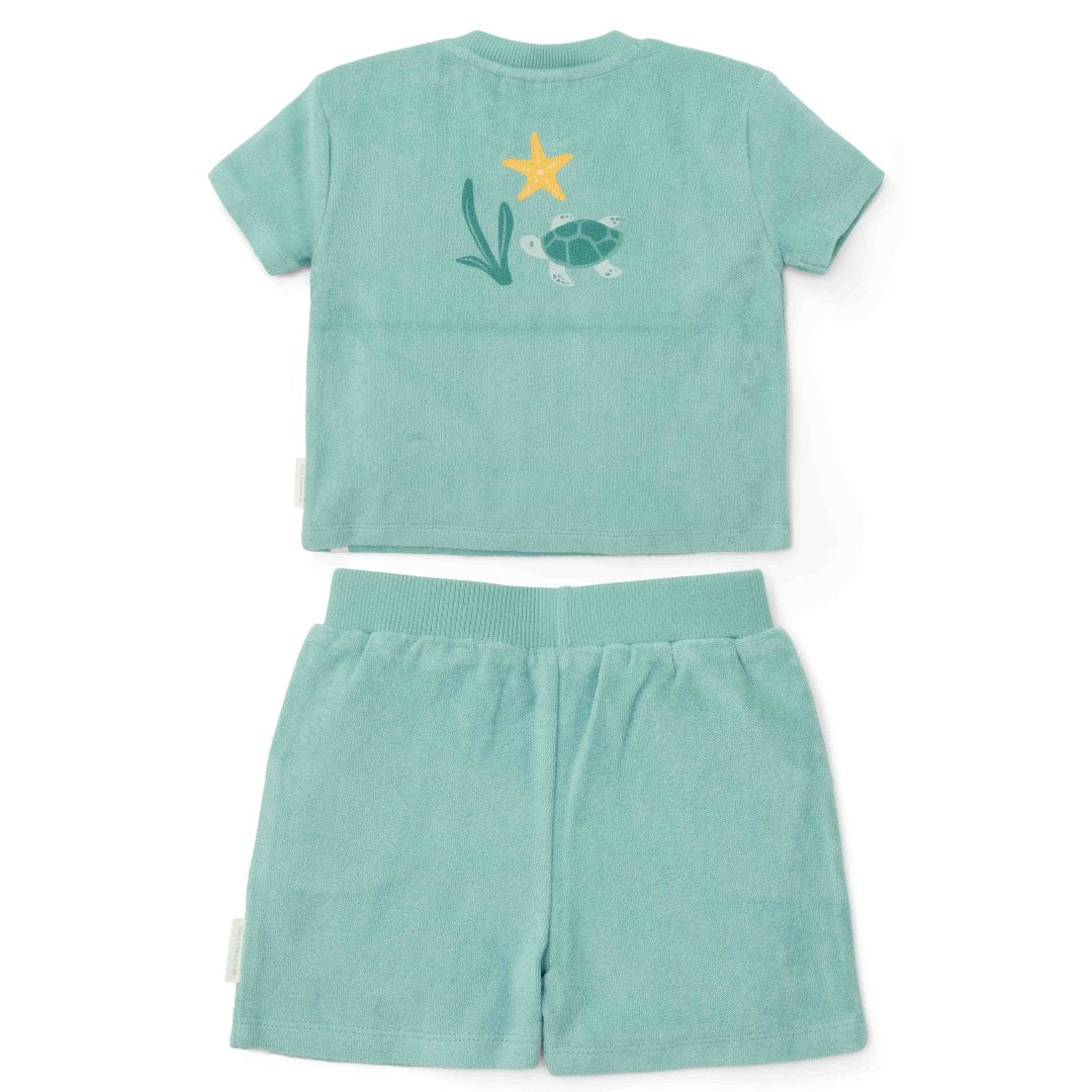 Conjunto de camiseta y pantalones cortos Little Dutch Surf Blue