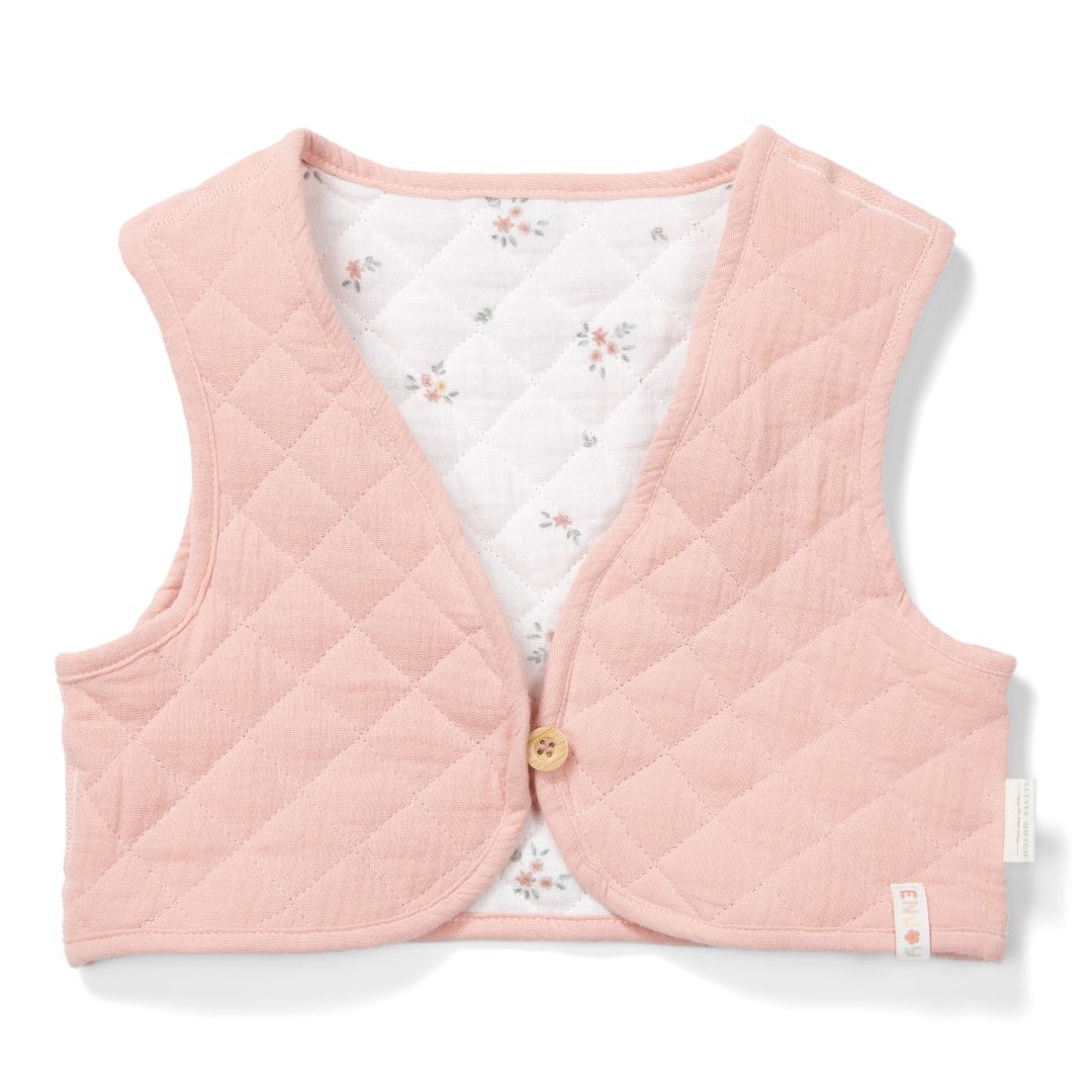 Little Dutch Musselinweste in Pink und Creme mit Blumenprint