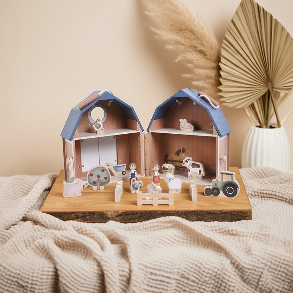 Little Dutch Puppenhaus Little Farm in Scheunenform mit Bauernhof-Figuren