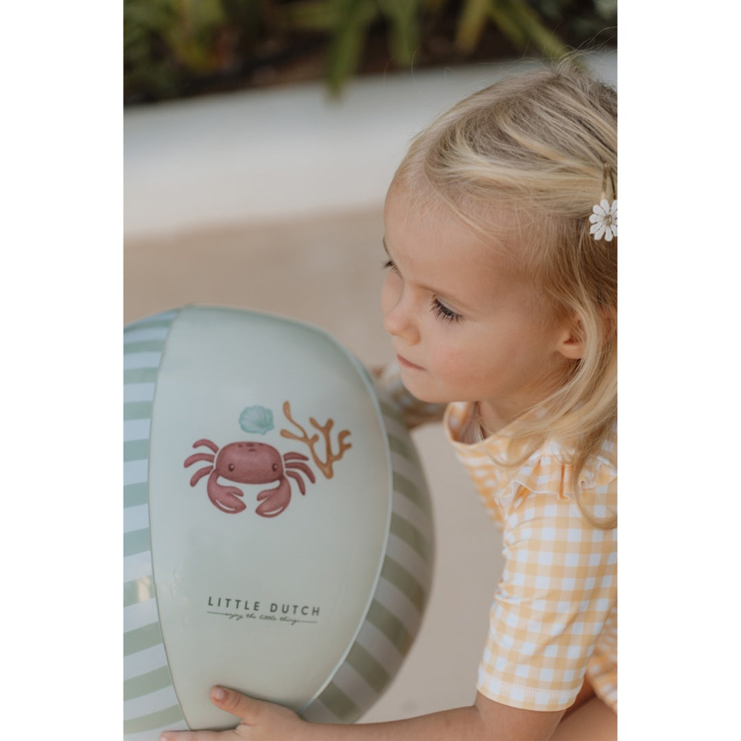 Grüner Little Dutch Strandball Fresh Greens mit Streifen und Meeresmotiven