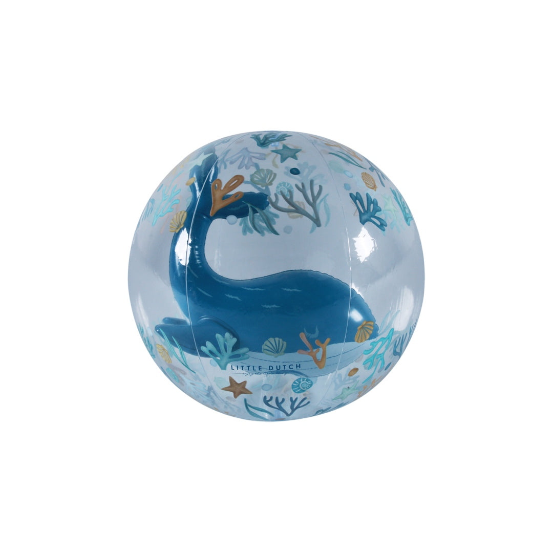 Little Dutch Strandball Ocean Dreams Blue aus PVC mit 3D-Wal im Inneren