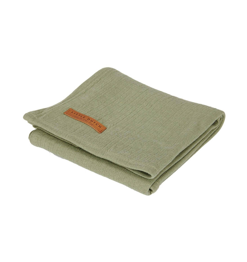 Little Dutch Mulltuch Pure Olive 120 × 120 cm aus Baumwolle