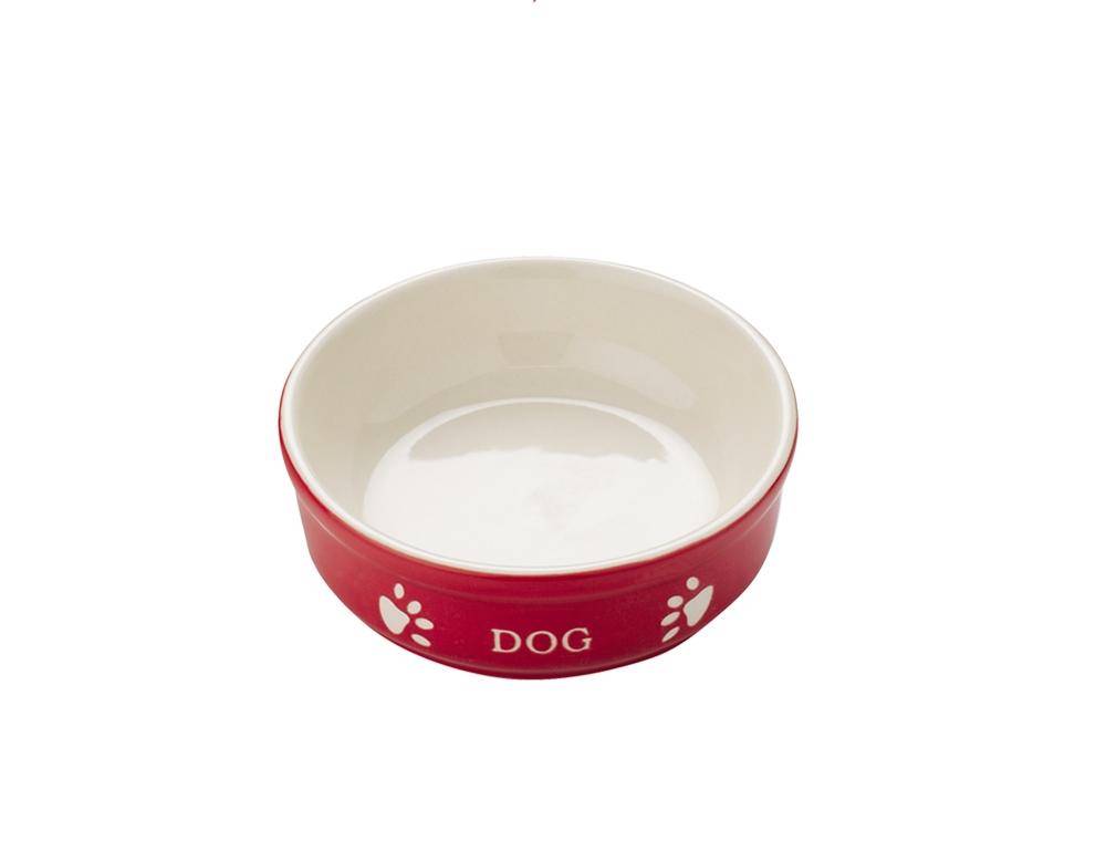 Nobby Hunde-Keramiknapf DOG in Beige und Rot