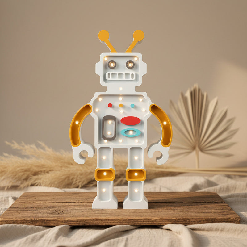 Little Lights Roboter Lampe Metallisch Grau