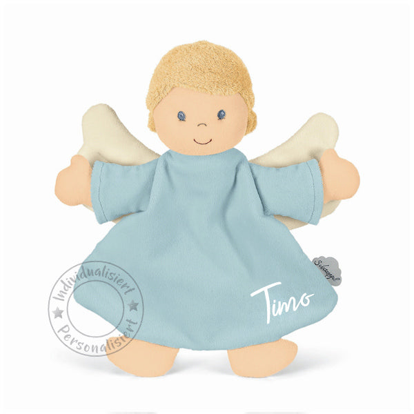 Sterntaler Schnuffeltuch Schutzengel Blau mit Geschenkbox personalisierbar