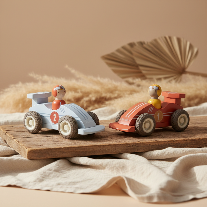 Little Dutch Pullback-Rennwagen aus Holz im 2er-Set