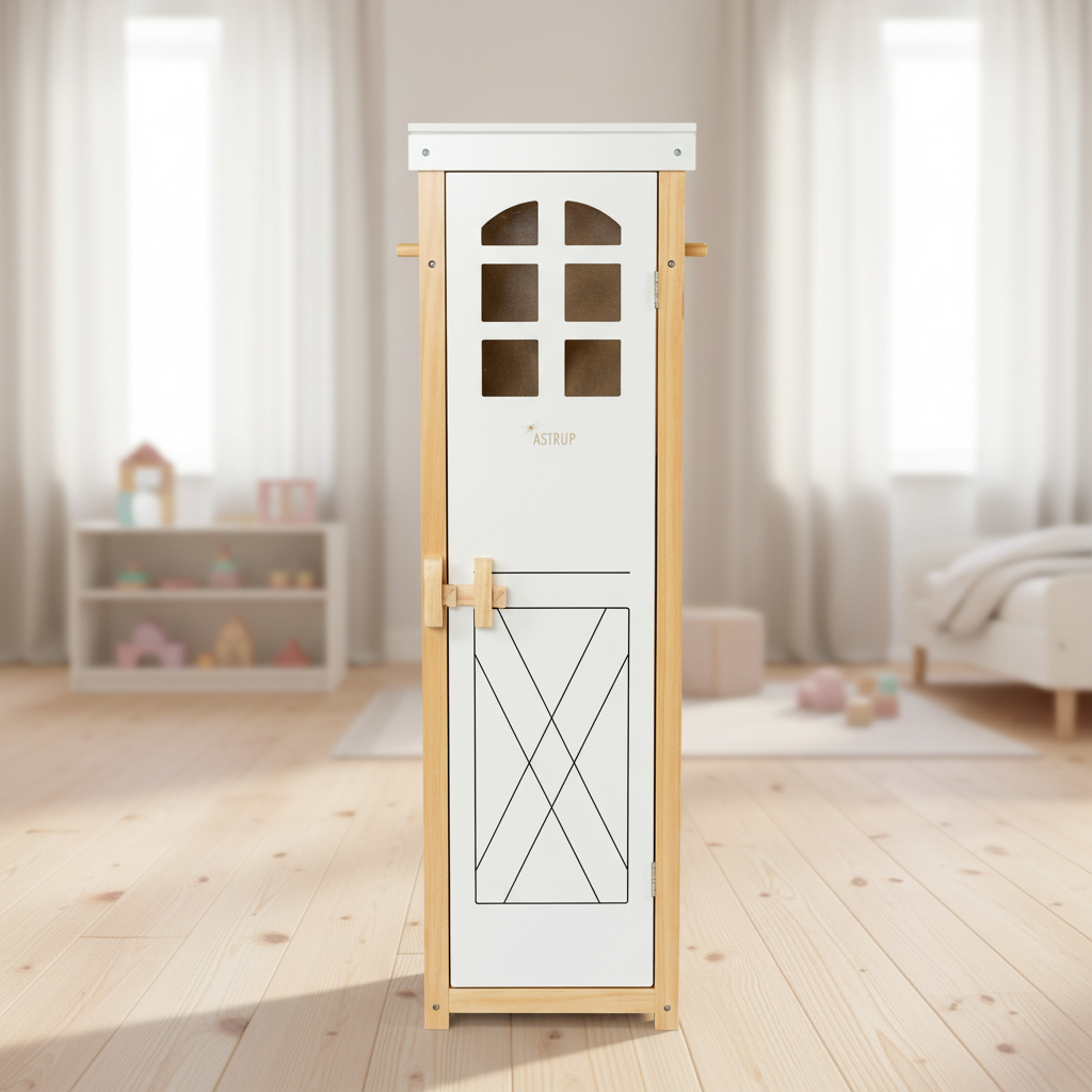 Weißer byAstrup Hobby Horse Stall-Schrank mit geöffneten Türen