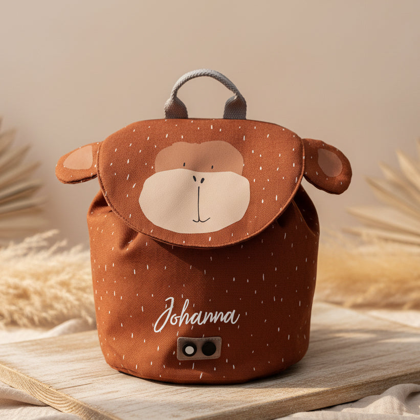 Trixie Mini-Rucksack Herr Affe in Braun-Beige mit Kordelzug