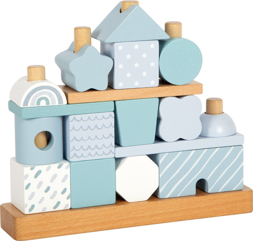 small foot Stapelhaus Blau – individuell bestapelbare Holzbausteine