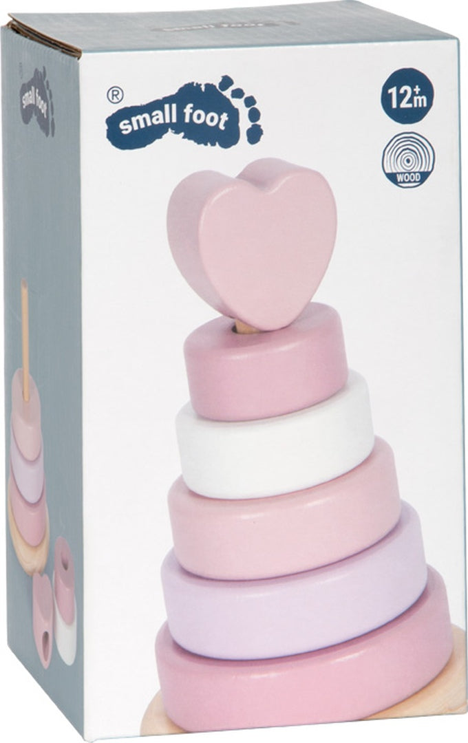 Personalized Birth Stacking Tower with Birth Details – Pink with Heart