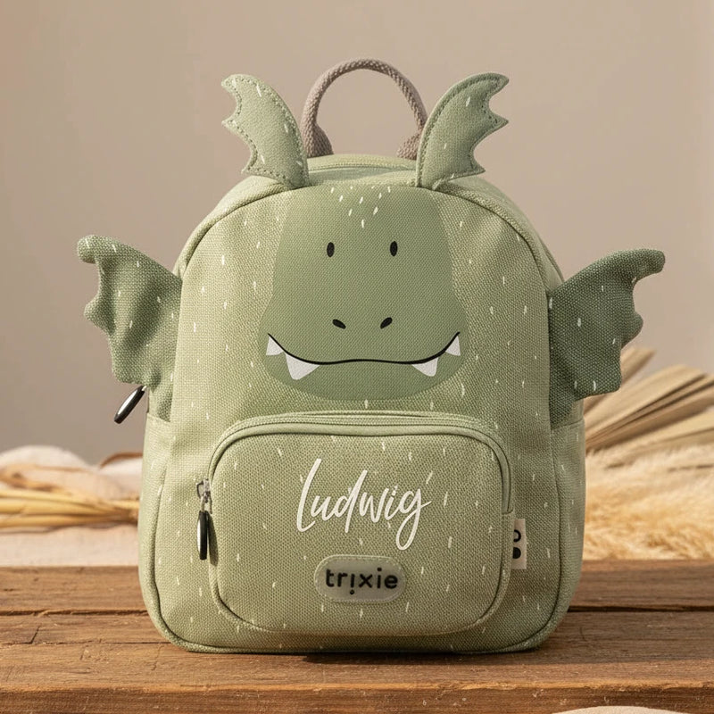 Trixie Kinderrucksack Herr Drache mit Drachenmotiv – kleiner Rucksack für Kita und Kindergarten