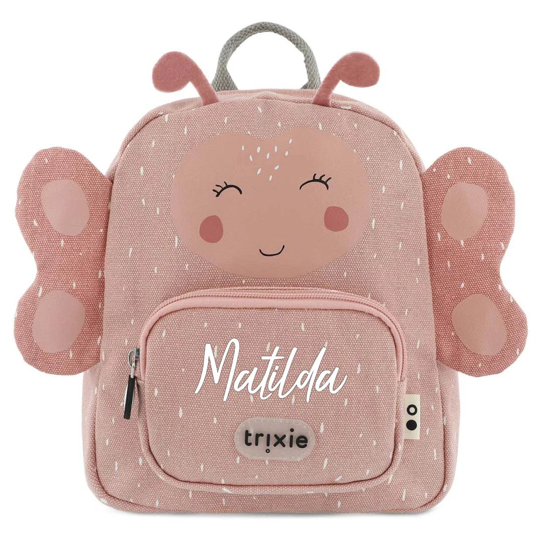 Rosa Trixie Kinderrucksack Frau Schmetterling – kleiner Kindergartenrucksack mit Schmetterlingsmotiv